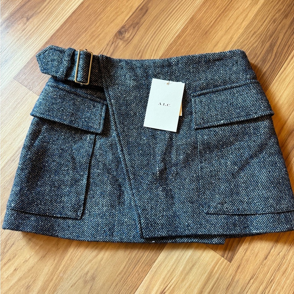 ALC adjustable blue wool buckle skirt